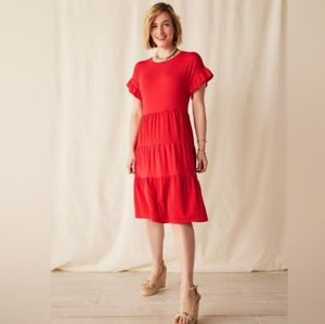 NWT MATILDA JANE  Bellewood Knit and Eyelet Dress in Red Sz L.
